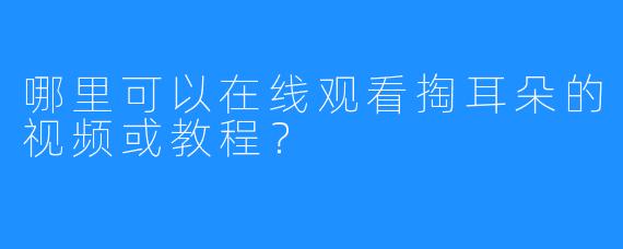 哪里可以在线观看掏耳朵的视频或教程?