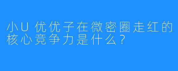 小U优优子在微密圈走红的核心竞争力是什么？