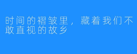 时间的褶皱里,藏着我们不敢直视的故乡
